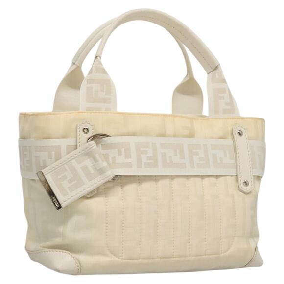 FENDI Hand Bag Nylon White Silver - Picture 1 of 12